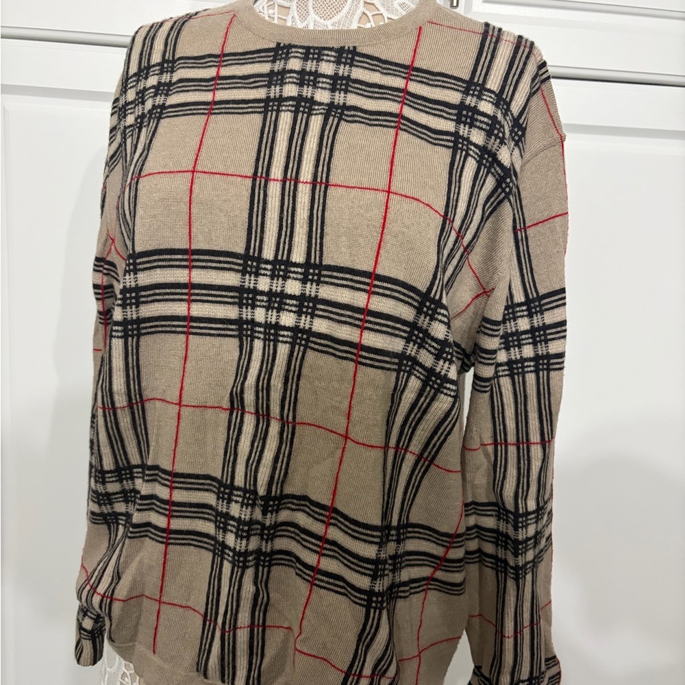 Distressed Burberry Plaid Sweater